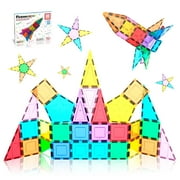 PICASSO-TILES 32 Piece Magnetic Tiles, Rocket Theme, STEM Building Blocks, Educational Toy for Kids